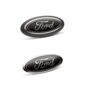Ford F-150 Emblem Kit - Front/Rear - Ford Racing - Smoked Chrome Oval w/o Camera Provision - Black - `18-`23